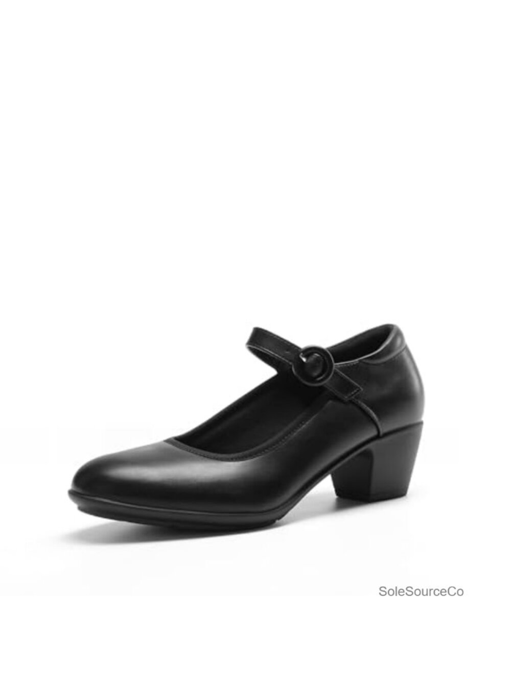 Mary Jane Chunky Heel Dress Pumps Faux Leather